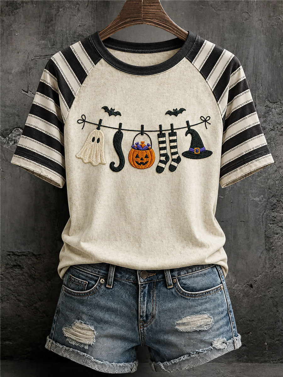 Camiseta Casual com Estampa de Fantasmas para Mulheres