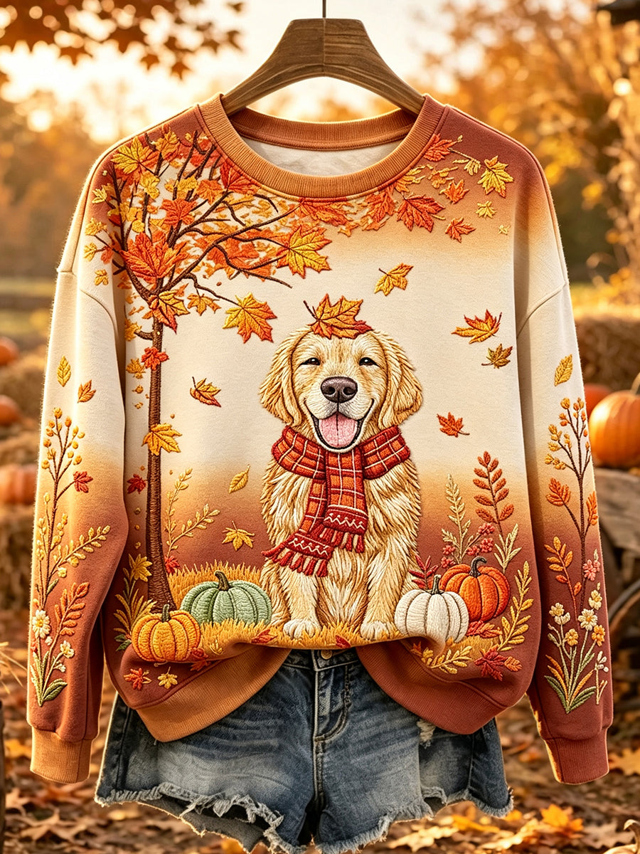 Cute outono Labrador Print gradiente confortável moletom feminino