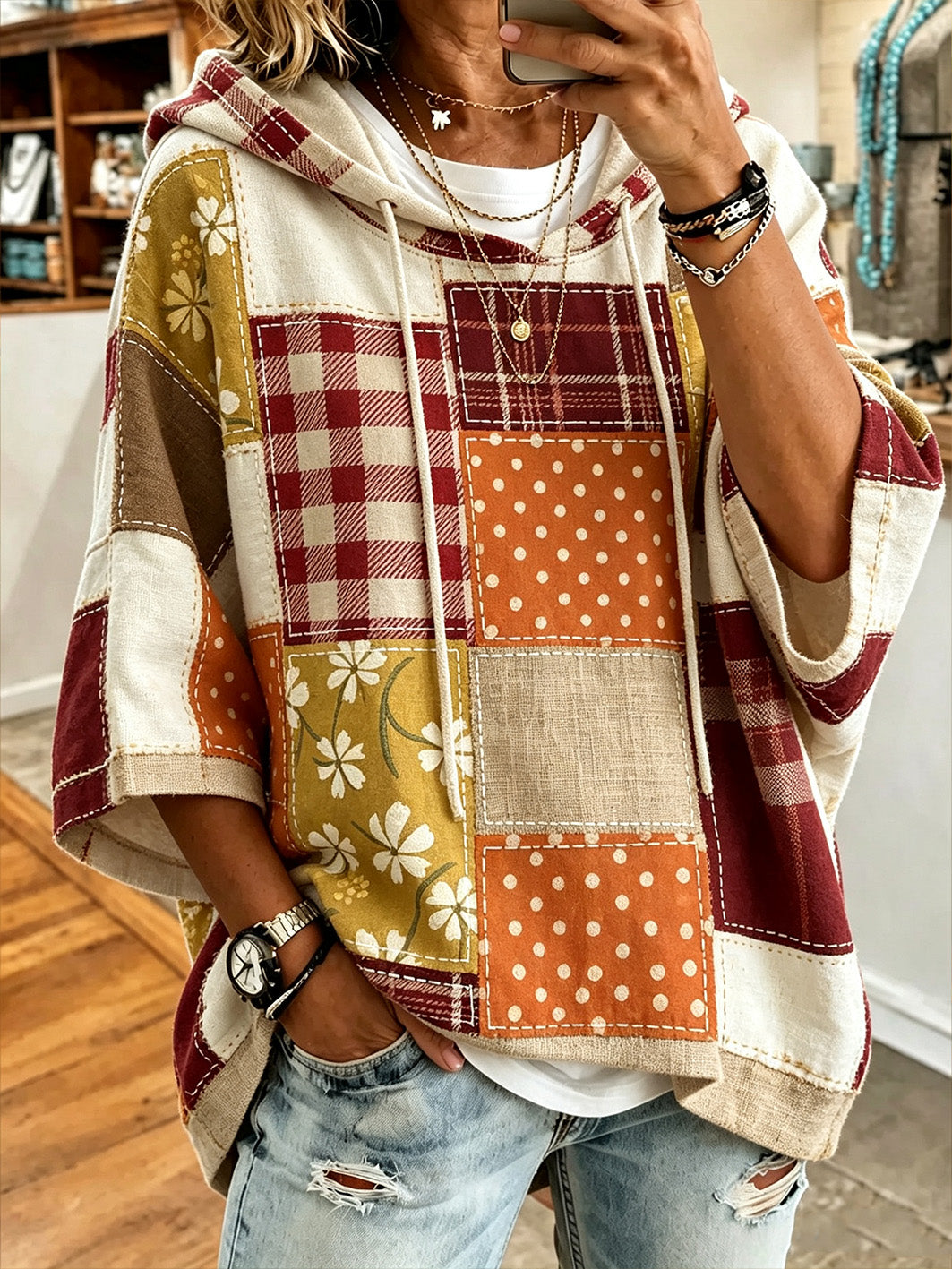 Padrão do tema do outono das mulheres impresso hoodie casual