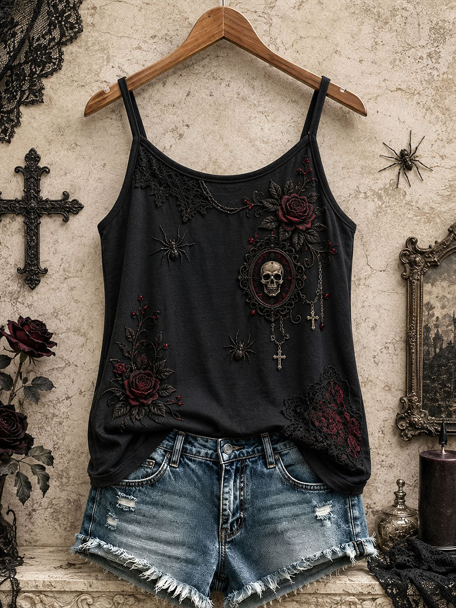 Camisola de alças rosa gótica feminina