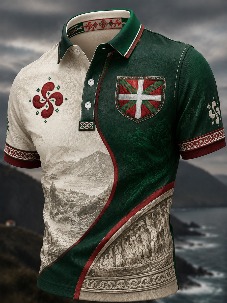 Men's Basque Country Print Casual Top
