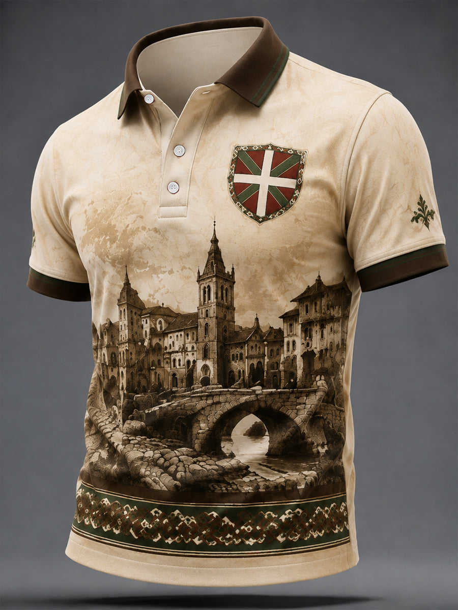 Blusa casual estampada do País Basco para homens