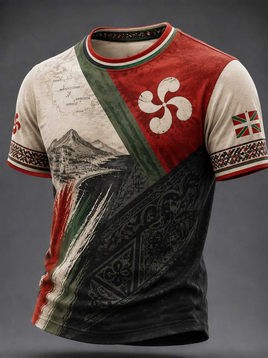 Camiseta estampada masculina do País Basco