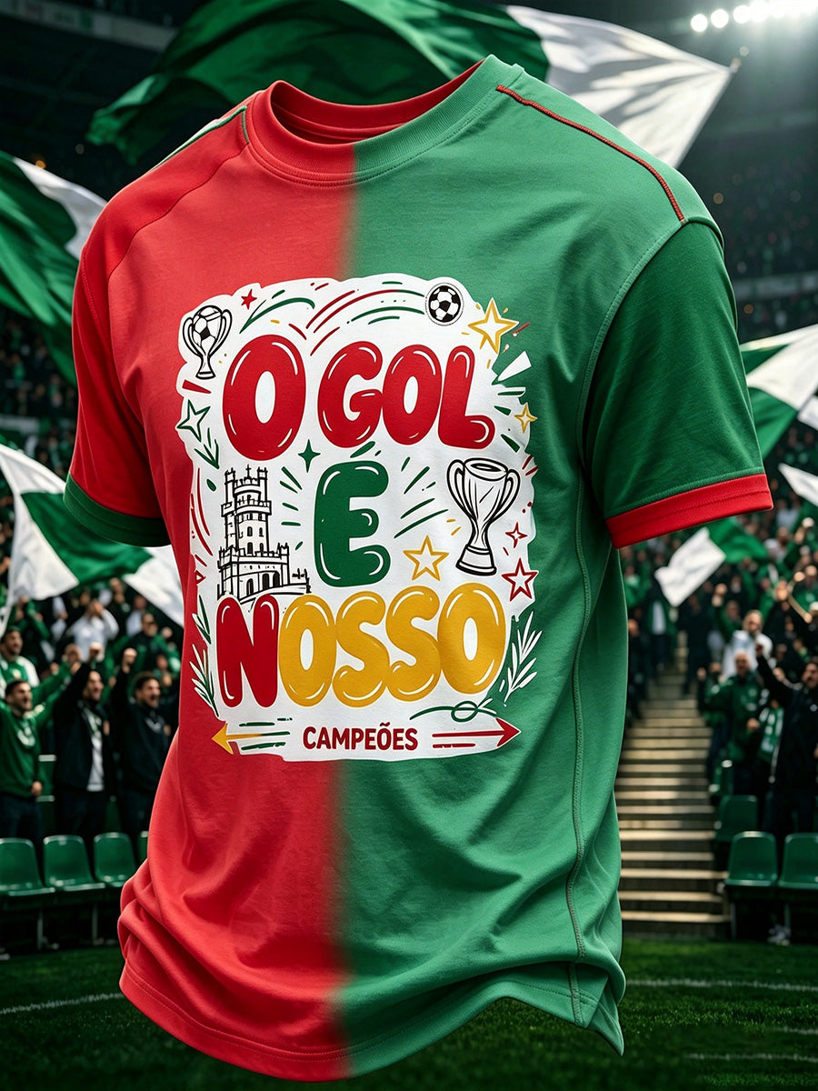 T-shirt Men's Fun Portugal Football Print Round-neck