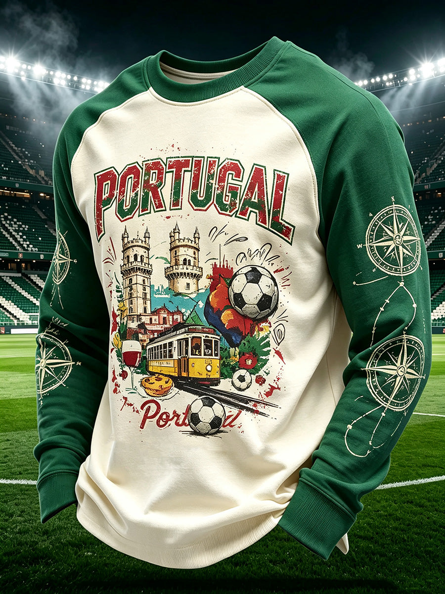 Masculino elegante futebol português impressão Waffle Hoodie