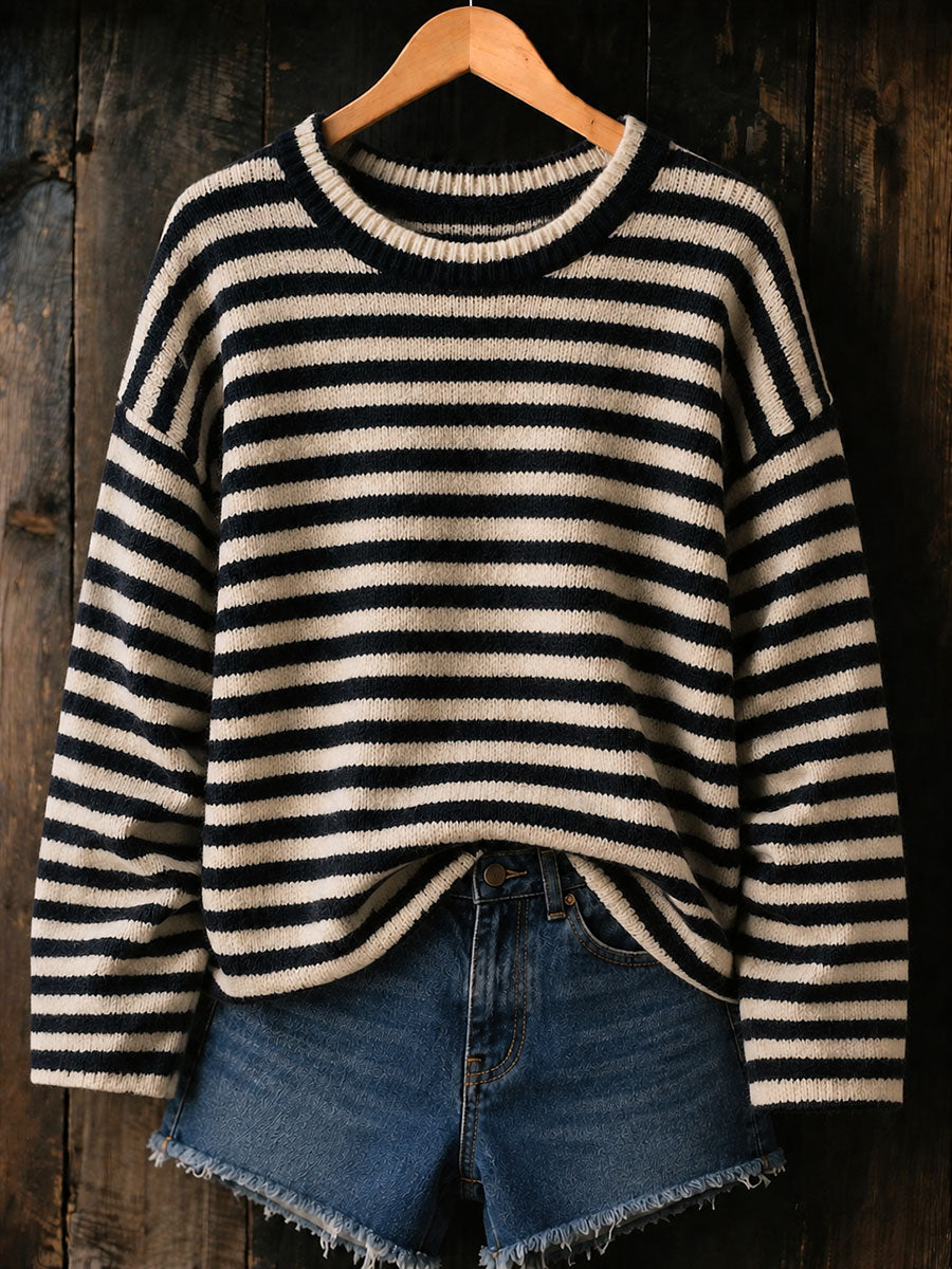 Blusas listradas femininas de outono/inverno
