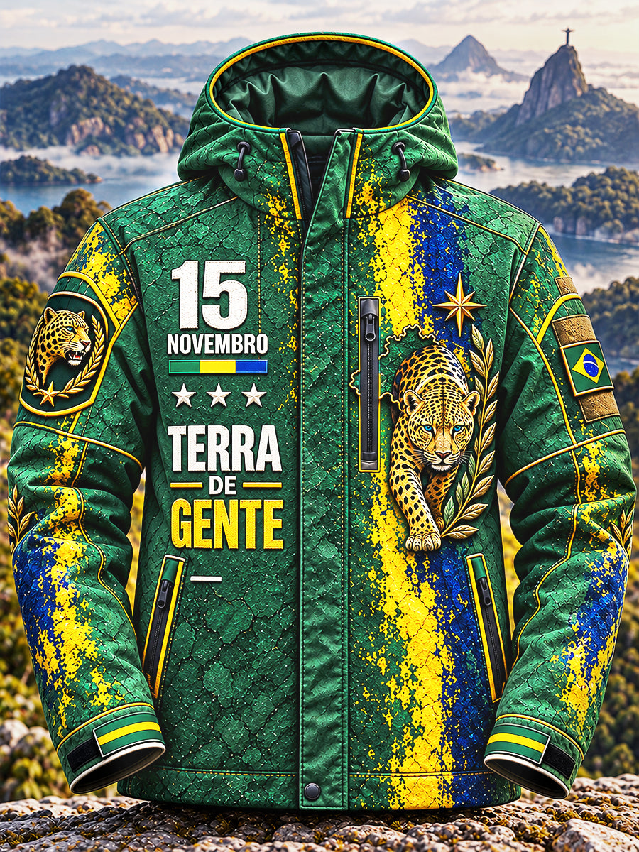 Men's Brasil Republic Day Graffiti-Print Casual Windbreaker Jacket