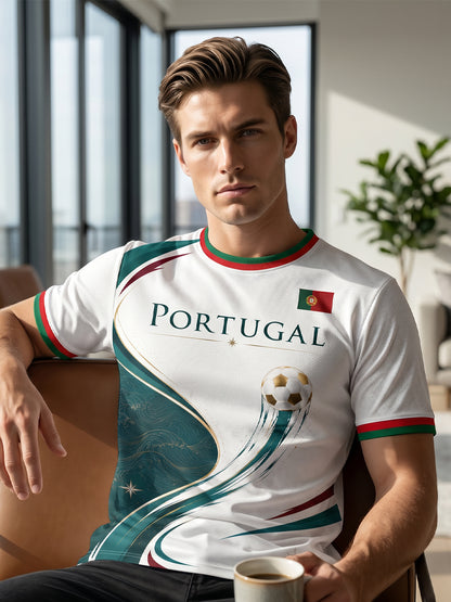 Camiseta com estampa artística de torcida para jogos de futebol da seleção portuguesa masculina