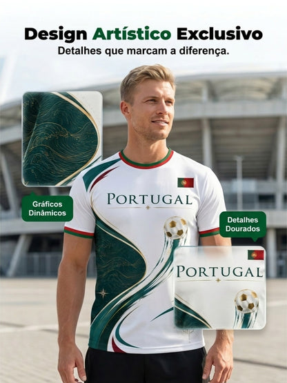 Camiseta com estampa artística de torcida para jogos de futebol da seleção portuguesa masculina