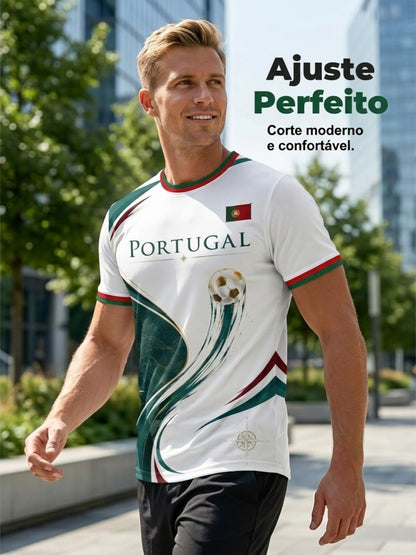 Camiseta com estampa artística de torcida para jogos de futebol da seleção portuguesa masculina