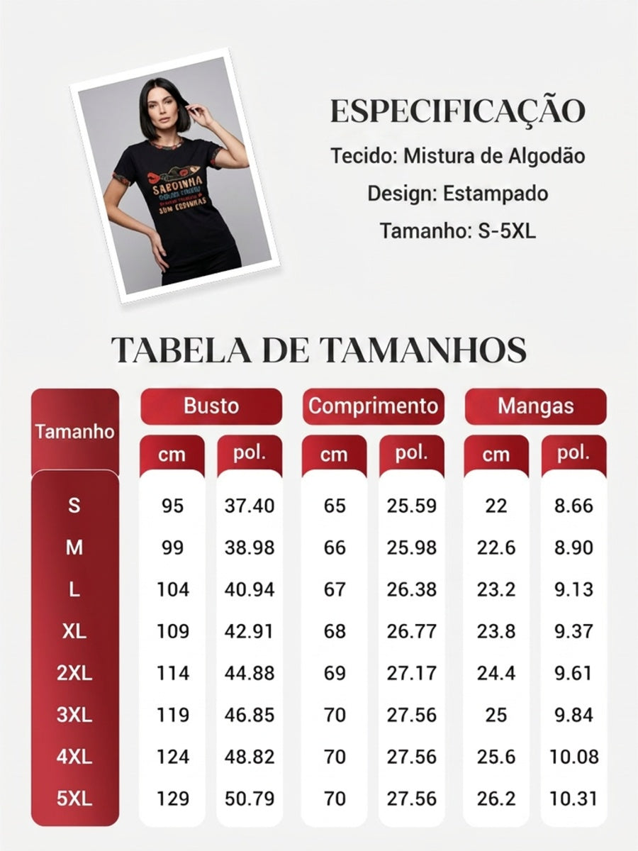 Women's Santos Populares Sardinha Art Impresso T-Shirt