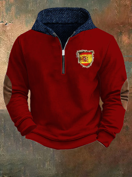 Hoodie de meia-zip retro moda masculina Casual