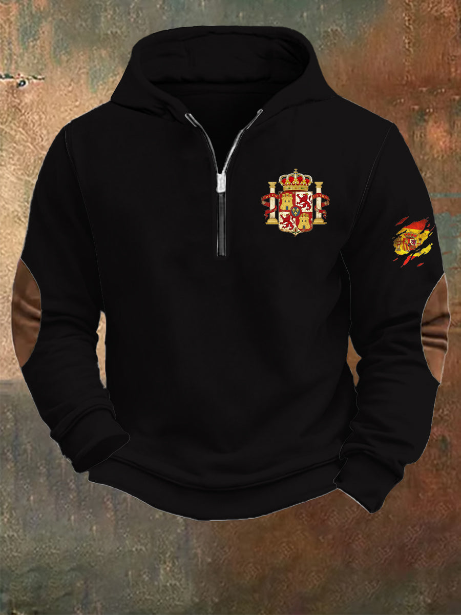 Hoodie de meia-zip retro moda masculina Casual