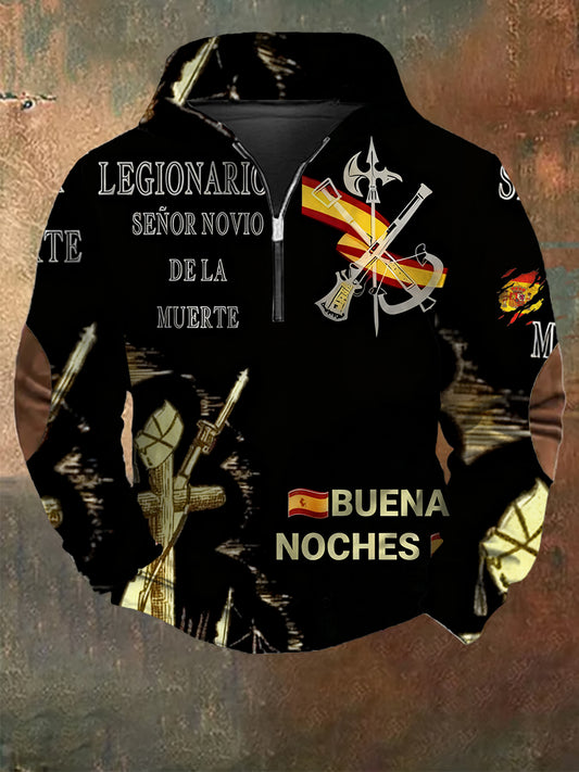 Hoodie de meia-zip retro moda masculina Casual