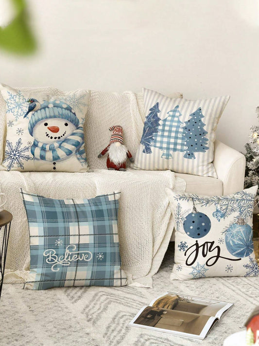 Vintage Natal Arte Impressão Fronhas 4 Peças Travesseiro Inserções Não Incluídas