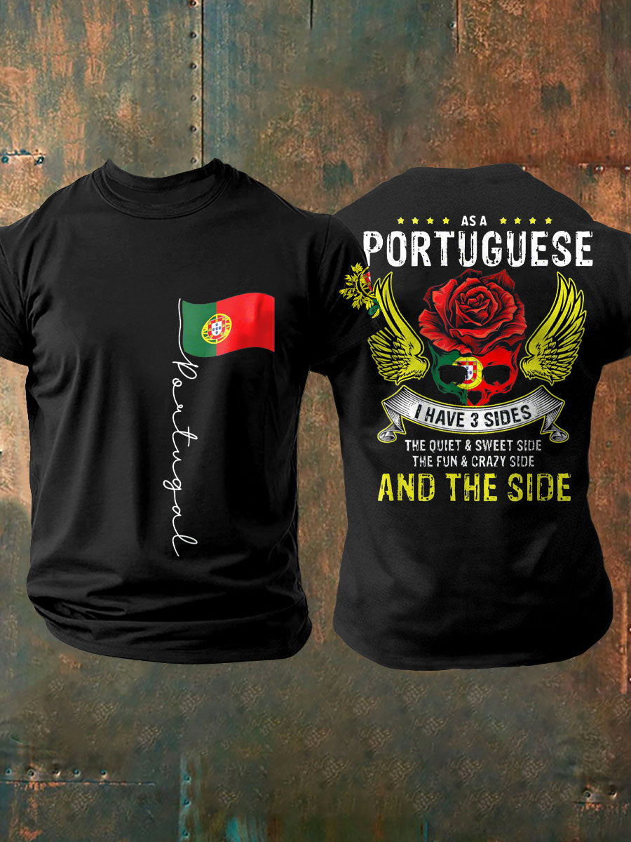 Bandeira Masculina de Portugal Art Impresso T-Shirt