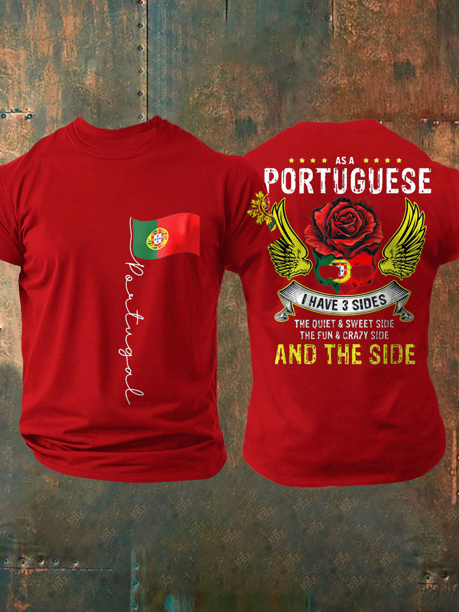 Bandeira Masculina de Portugal Art Impresso T-Shirt
