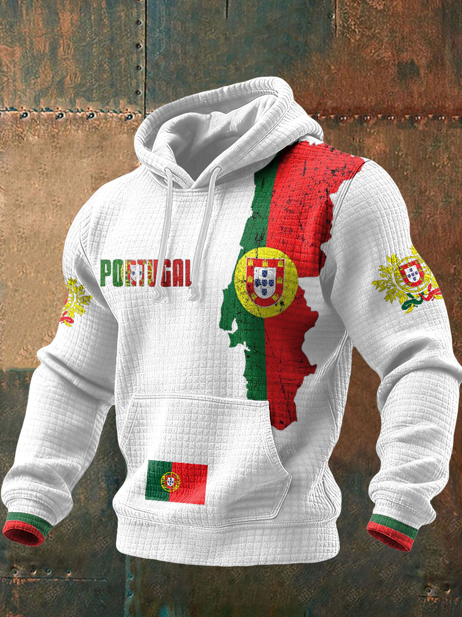 Bandeira masculina de Portugal arte impressa Hoodie
