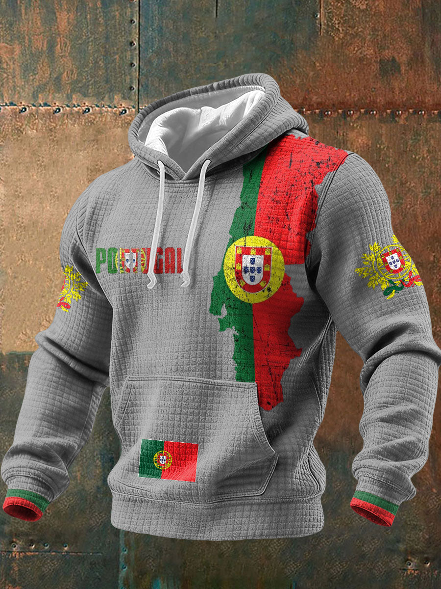 Bandeira masculina de Portugal arte impressa Hoodie