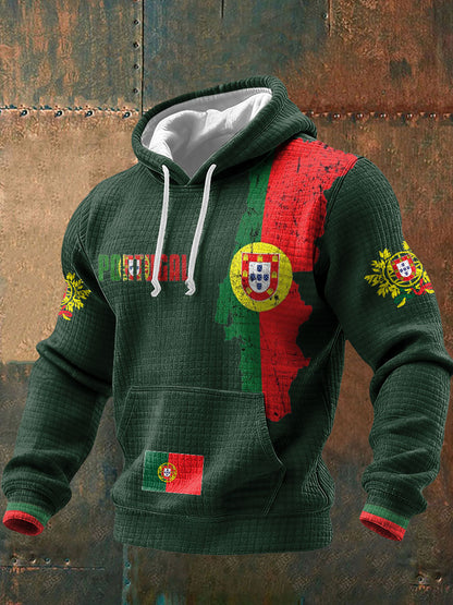 Bandeira masculina de Portugal arte impressa Hoodie