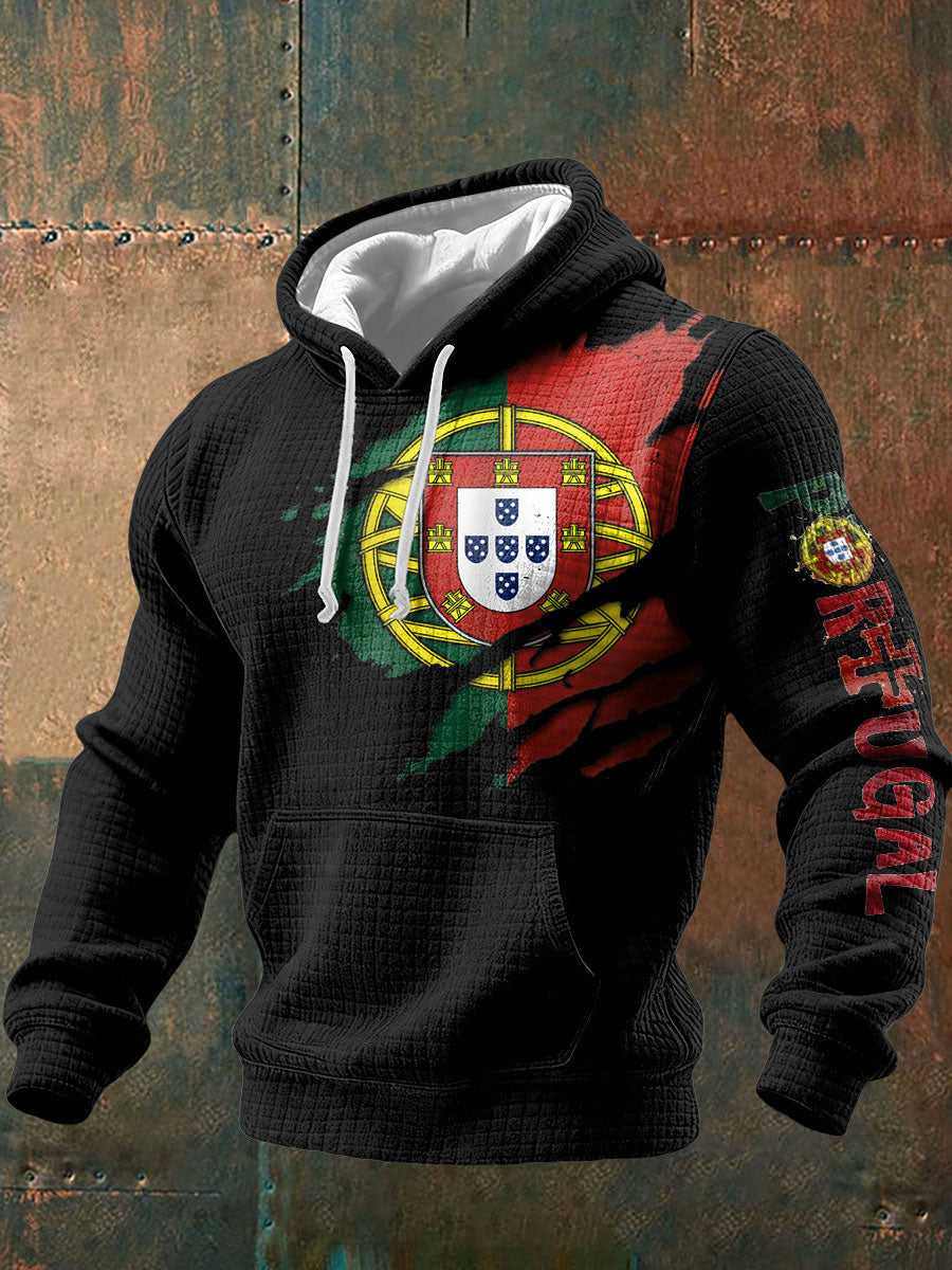 Bandeira masculina de Portugal arte impressa Hoodie