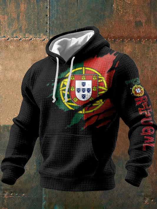 Bandeira masculina de Portugal arte impressa Hoodie
