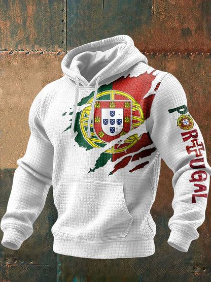 Bandeira masculina de Portugal arte impressa Hoodie