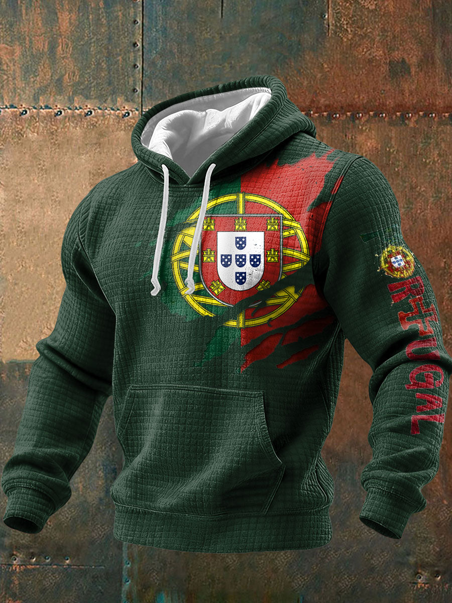 Bandeira masculina de Portugal arte impressa Hoodie