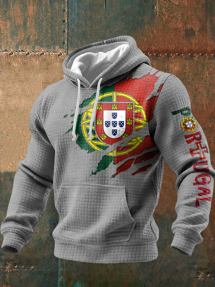 Bandeira masculina de Portugal arte impressa Hoodie