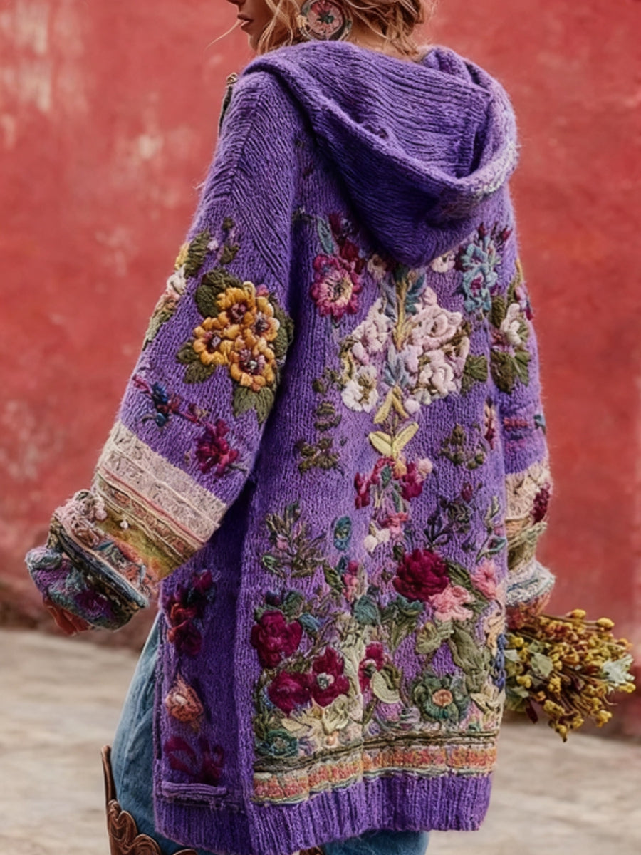 Consciência do câncer de mama feminino Floral botão Cardigan camisola com capuz