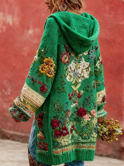 Consciência do câncer de mama feminino Floral botão Cardigan camisola com capuz