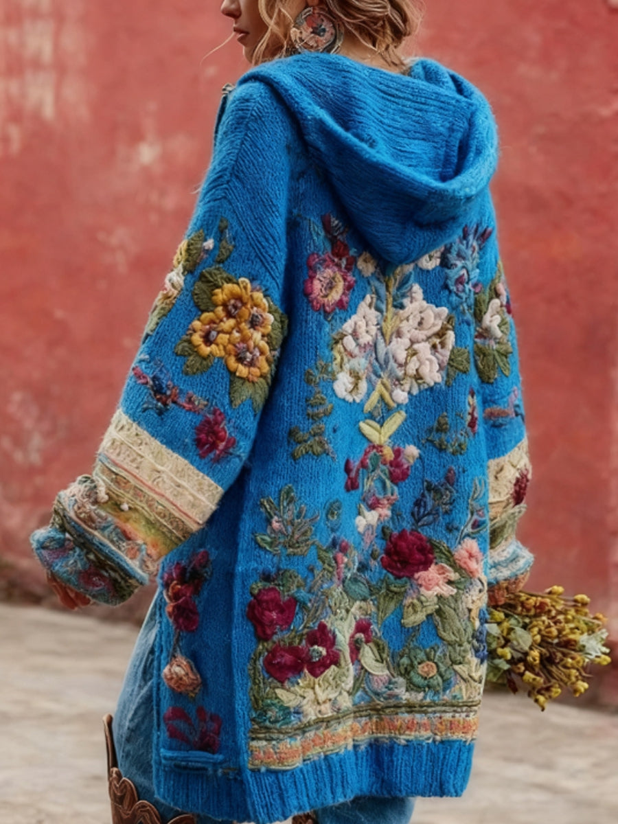 Consciência do câncer de mama feminino Floral botão Cardigan camisola com capuz