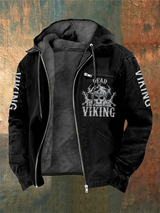 Viking masculino impresso casaco com capuz de manga comprida