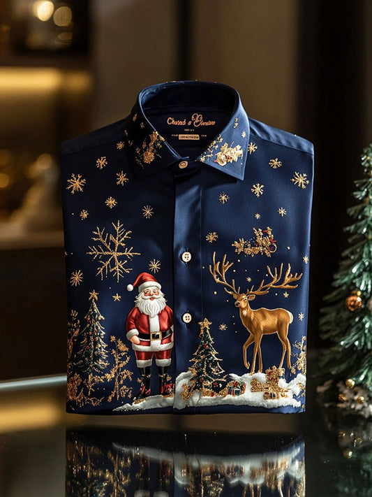 Camisa impressa arte de Natal masculina