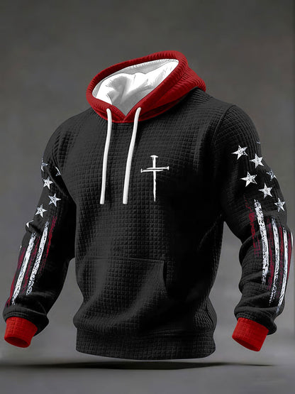 Homens de fé Cruz xadrez algodão Hoodie