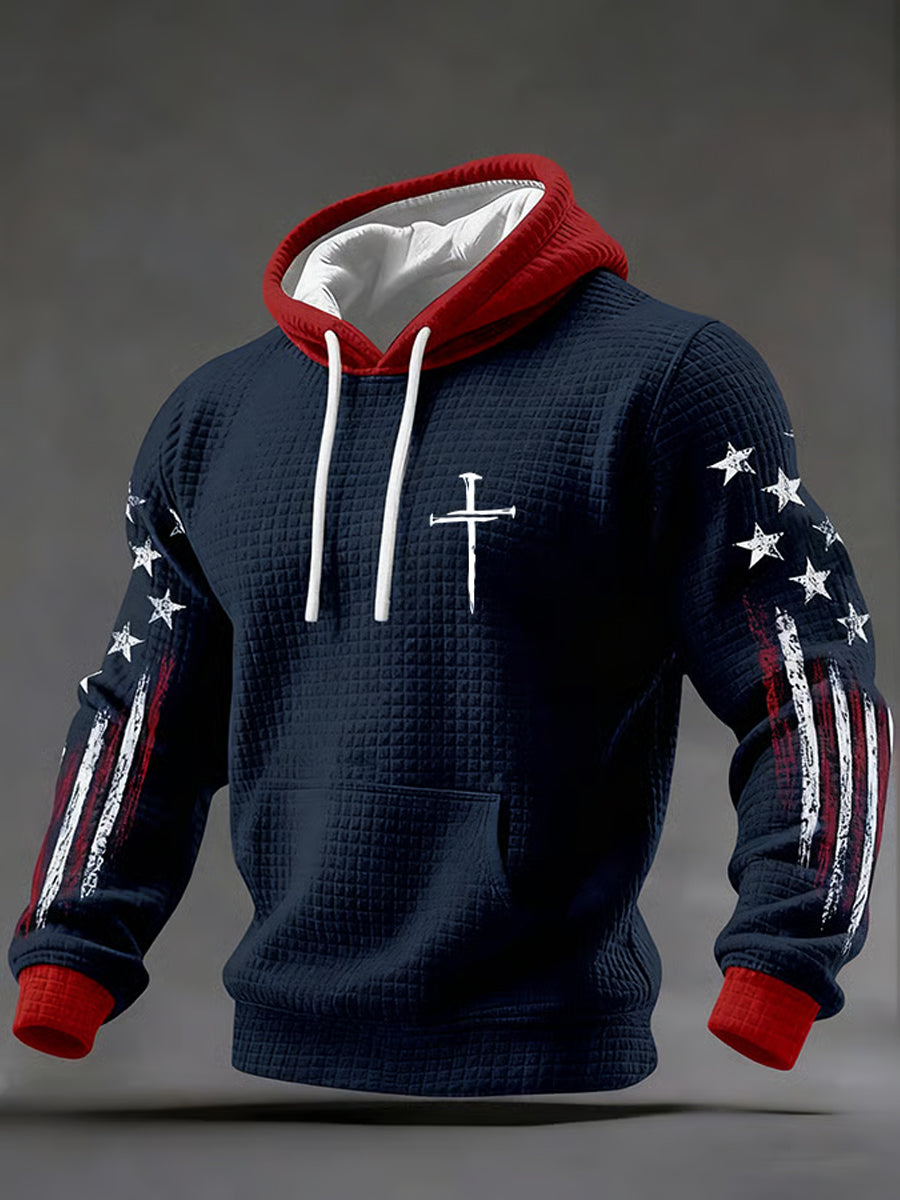 Homens de fé Cruz xadrez algodão Hoodie