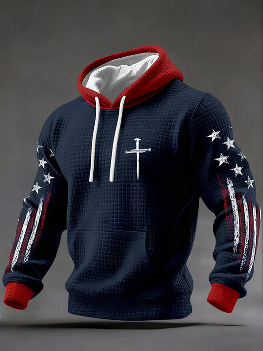 Homens de fé Cruz xadrez algodão Hoodie