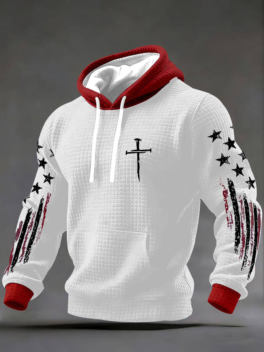 Homens de fé Cruz xadrez algodão Hoodie