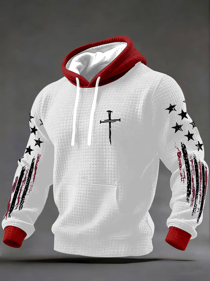 Homens de fé Cruz xadrez algodão Hoodie