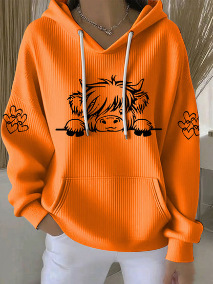 Highland vaca impressão Hoodie Casual das mulheres