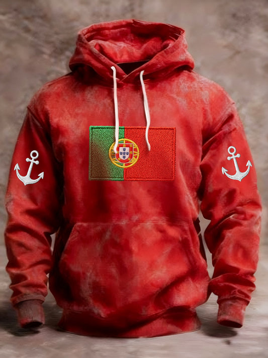 Bandeira portuguesa masculina de impressão Casual moletom com capuz
