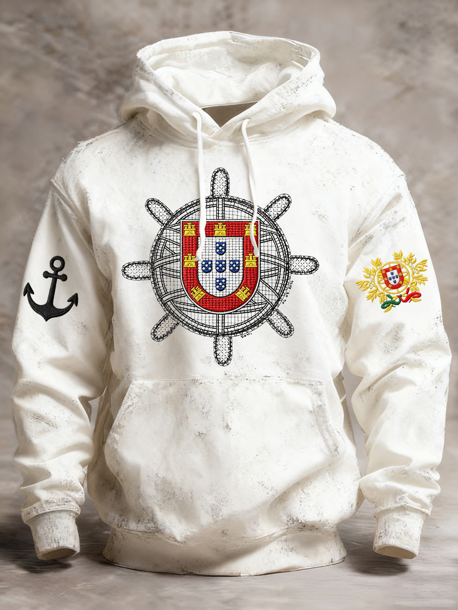 Bandeira portuguesa masculina de impressão Casual moletom com capuz