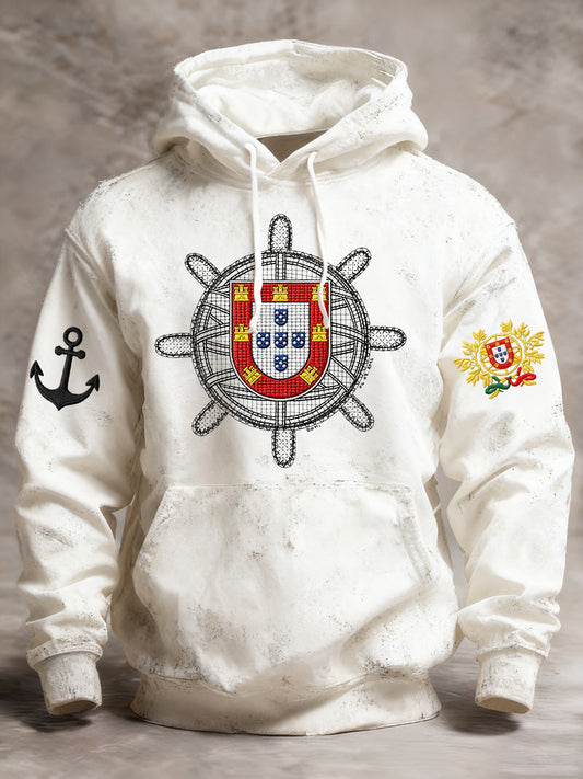 Bandeira portuguesa masculina de impressão Casual moletom com capuz