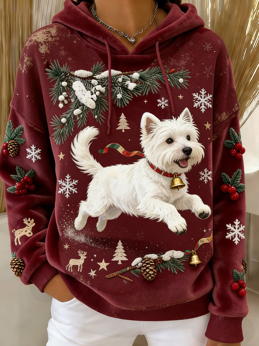 Arte Animal retro feminino imprime moletom com capuz de flanela confortável