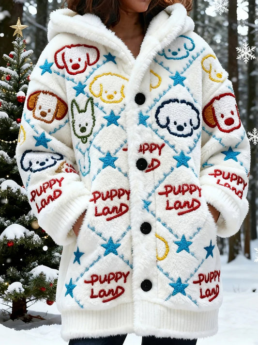 Arte animal retro impressão confortável jaqueta de flanela feminino