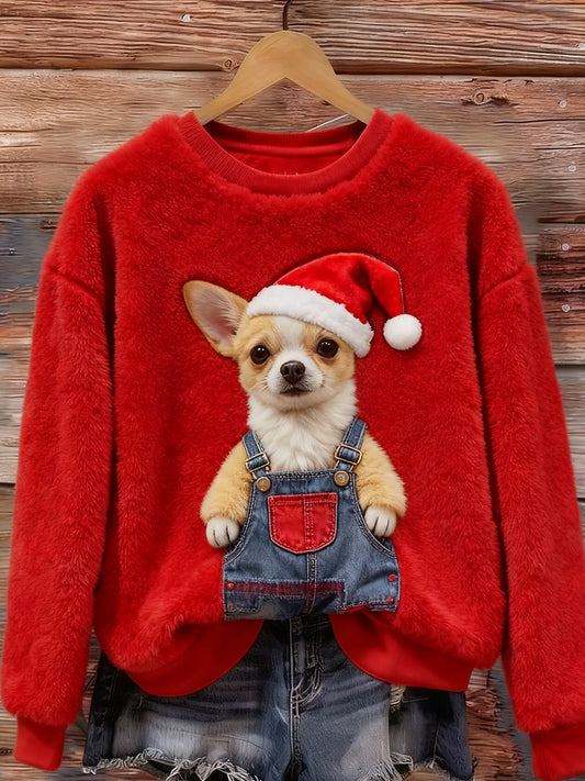 Arte animal retro impressão confortável top de flanela feminino