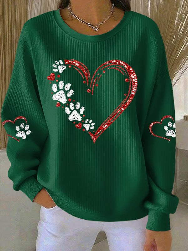 Camisola impressa da pata do cão do amor das mulheres