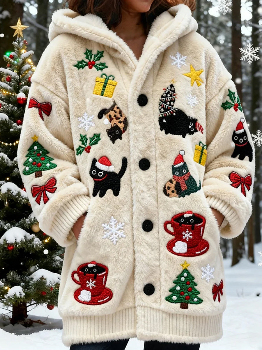 Arte animal retro impressão confortável jaqueta de flanela feminino