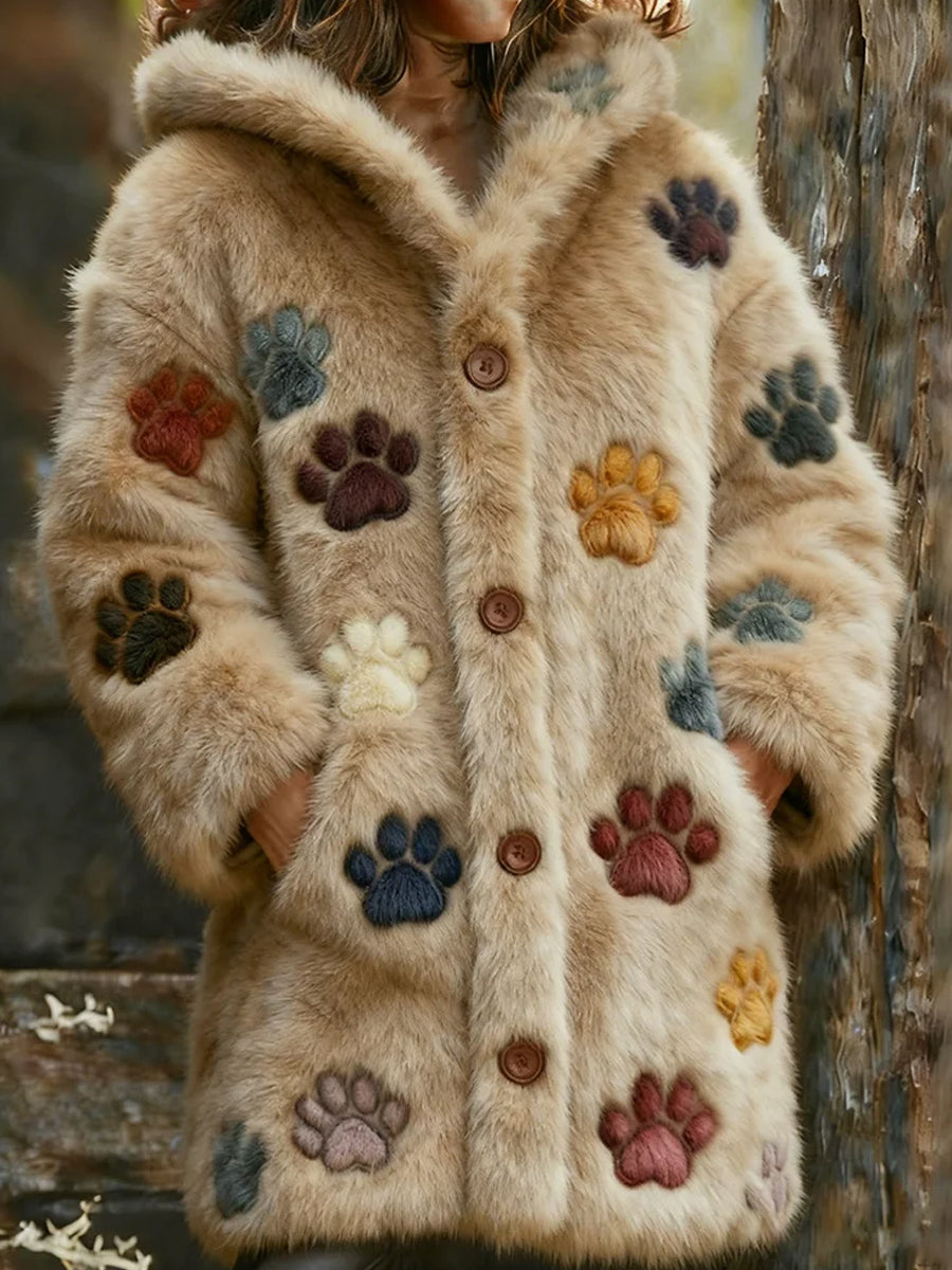 Arte animal retro impressão confortável jaqueta de flanela feminino