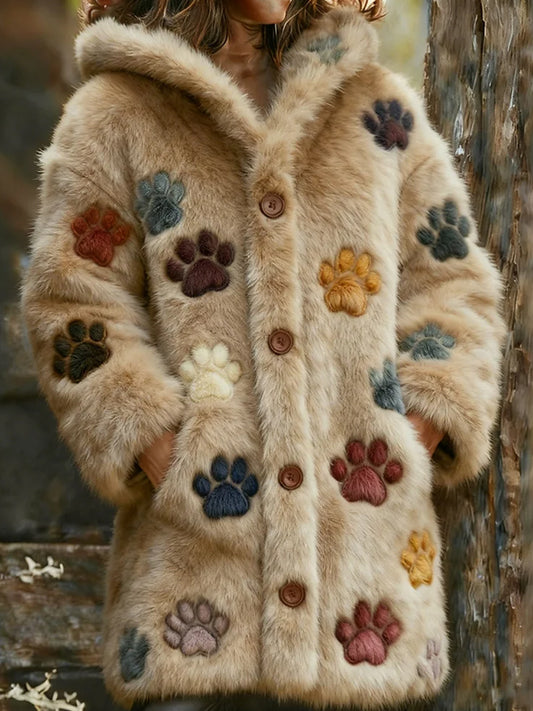 Arte animal retro impressão confortável jaqueta de flanela feminino